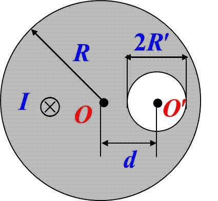 一根半径为[图]的无限长载流直导体，导体上有一半径为[...一根半径为的无限长载流直导体，导体上有一