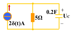【单选题】电路如图所示，已知uc（0-)=0V，则uc（0+)为（）V。 