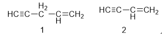 关于化合物1和2与Br2发生加成反应时，说法正确的是 （) 