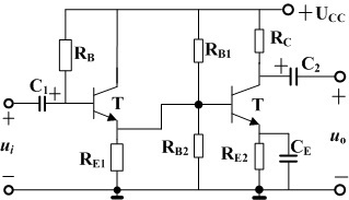 多级放大电路如图所示，则（） 
