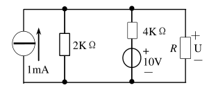 已知电阻R为2K[图]，请分别用叠加定理和电源等效变换两...已知电阻R为2K，请分别用叠加定理和电