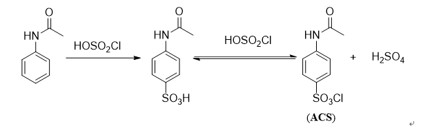 在磺胺类抗菌药的合成过程中，乙酰苯胺氯磺化反应产物对乙酰苯胺磺酰氯（ACS)是一个重要中间体，为了提