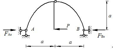 图示三铰拱，A、B支座的水平反力为： [图]A、[图]B、[图]C、...图示三铰拱，A、B支座的水