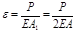 阶梯形杆的横截面面积分别为A1=2A，A2=A，材料的弹性模量为E。杆件受轴向拉力P作用时，最大的伸