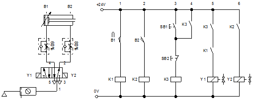 在下图电气动回路中，B1触点为（）。 