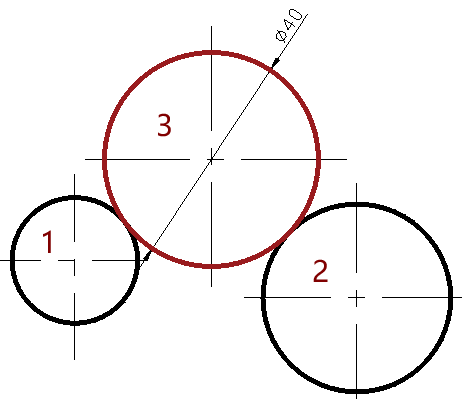 如图所示，圆1和圆2 已经画好，如果要绘制圆3，用哪种的圆命令绘制方式，可以画出。 