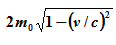 在参照系S中，有两个静止质量都是的粒子A和B，分别以速度v沿同一直线相向运动，相碰后合在一起成为一个