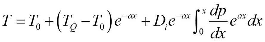 管道沿线的温度降计算公式Substitute into equation （5-3) to get 