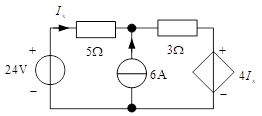 试用叠加定理求如图所示电路中的电流IX为（）A。 [图]...试用叠加定理求如图所示电路中的电流IX
