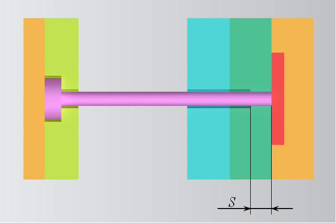 如图所示推杆的配合长度S，当推杆直径d＜5mm时，配合长度S一般取（）。 