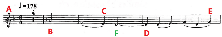 [图] 该谱例拍号中的3表示每小节有_______拍。（答案不... 该谱例拍号中的3表示每小节有_