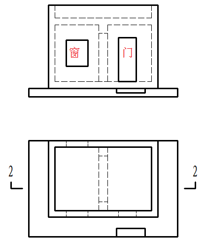 已知房屋建筑入口的正立面图和平面图,正确的2-2剖面图是().