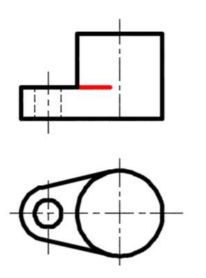 通过下图所示的组合体的主、俯视图，能够判断出底板和圆柱体形成了哪种表面连接关系？ 