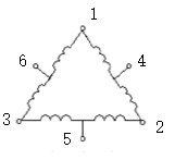 如图所示为△-YY接法双速电动机的定子绕组抽头，则高速运行时供电端子应为2、4、6。 