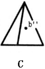 下图所示五棱锥表面上一点B，其正确的侧面投影是：（)