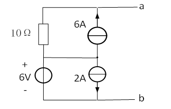将图示电路对ab端化简为最简等效电压源形式时，us 和 Rs分别为 V和 。（答案请使用一个空格分开