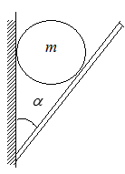质量为m的小球，放在光滑的木板和光滑的墙壁之间，并保持平衡，如图所示．设木板和墙壁之间的夹角为a，当