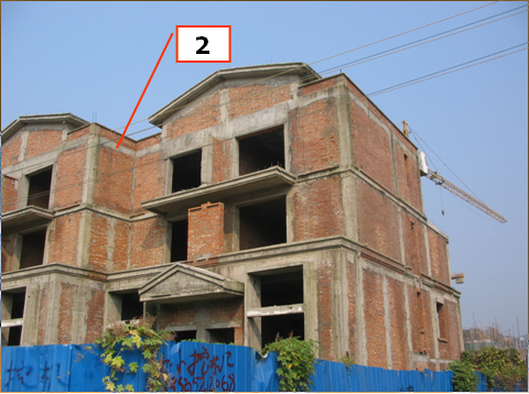 观察下面的图片，2处指的建筑构件的名称是（）。 