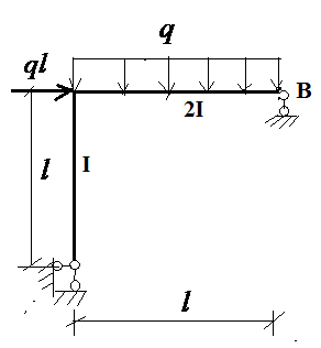   (a) (b) 图 a 所 示 结 构 的图 示 于 图 b , B 点 水 平 位 移  为(