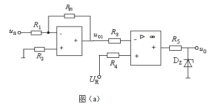 电路如图所示，若 图中 [图] 的波形如图（b）所示，运算放...电路如图所示，若 图中  的波形如