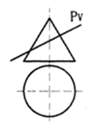 正圆锥被一正垂面P截切,截交线为椭圆时,截平面的位置为（)。