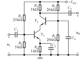 下图所示放大电路中，T1和T2管分别构成（）组态电路。 