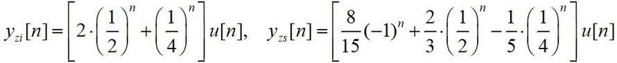 因果离散时间LTI系统的输入-输出方程为，若输入，系统的初始值y[−2]=24，y[−1]=8,则系