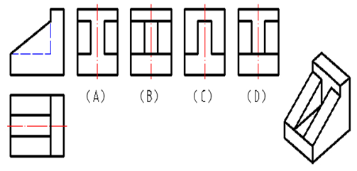 平面立体的正等轴测图如图所示，其左视图正确的是（）