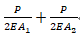阶梯杆ABC受拉力P作用，如图所示，AB段横截面积为A1，BC段横截面积为A2，各段长度均为L，材料
