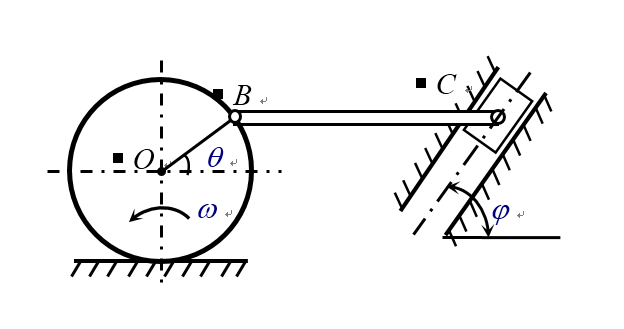 直径为[图]的滚子在水平面上作纯滚动，杆[图]一端与滚...直径为的滚子在水平面上作纯滚动，杆一端与