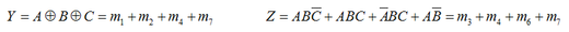 用最小项译码器74LS138和逻辑门组成的电路如图所示，求电路输出Y= ，Z= ，实现 功能。 