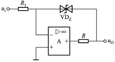 已知集成运放的最大输出电压±15V．稳压管的稳压值Uz＝土6V。R1=10 kΩ，当输入是峰值为5的