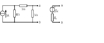电路如图所示，它的戴维南等效电路中，ＵOC和ＲO应是______。 