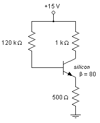 Calculate the base current for this emitter-stabil