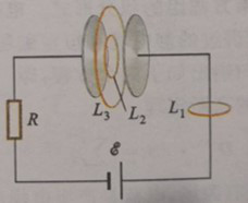 图示电容器正处在充电状态，L1、L2、L3是三条积分环路，则磁场强度 H 沿三条路径积分值哪个最小 