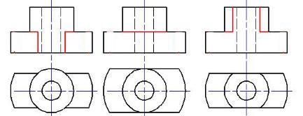 【单选题】下列三组图形对应不同的三个组合体，其中表面连接关系表达完全正确是（）