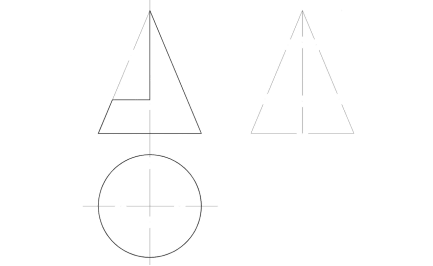 请补绘出下图被截圆锥的另外两面投影。 [图]...请补绘出下图被截圆锥的另外两面投影。 