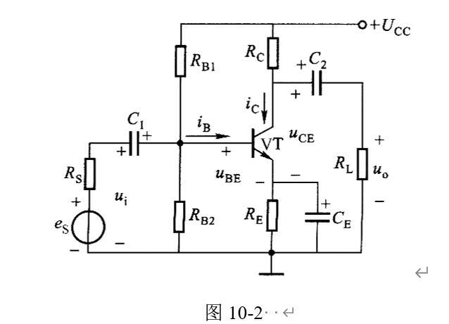 在如图10-2所示电路中，已知UCC＝12V，RC＝2kΩ，RE＝2kΩ，RB1＝20kΩ，RB2＝