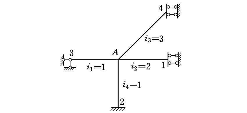 图示结构用力矩分配法计算时,分配系数μA4为()。 