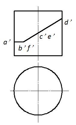 作出圆柱体的左视图，并求出其表面线的其余两面投影。 A、B、C、D、
