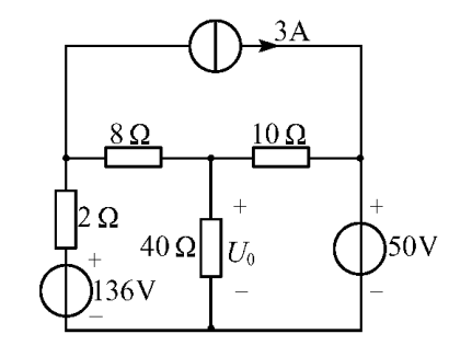 采用网孔电流法（或回路电流法）求所示电路中的电压U0。 