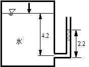 一密闭容器内下部为水，上部为空气，液面下4.2米处的测压管高度为2.2m，设当地压强为98000Pa