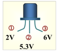 【单选题】三极管处于放大状态，测得各电极的电位如图所示，由此可知这个三极管是（）。 