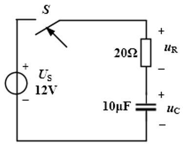 在图3所示电路中，开关 S 在t = 0瞬间闭合，若uc（0-)=4V，则uR（0+)为（）。 