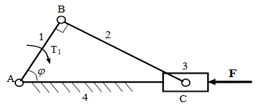 在如图所示机构中，已知，曲柄1对回转轴A的转动惯量 J1=0.06kg·m2，作用于其上的阻力矩T1