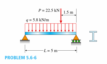 A simple beam of length L = 5 m carries a uniform 