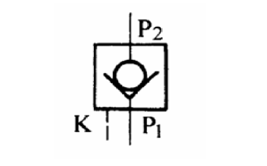 在图示液控单向阀符号中，控制油路K（）。