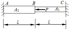 两端固定的阶梯杆如图所示，横截面面积A2=2A1，受轴向载荷P作用，两端的 约束力为（） 