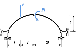 图示三铰拱的支座水平推力为()。 