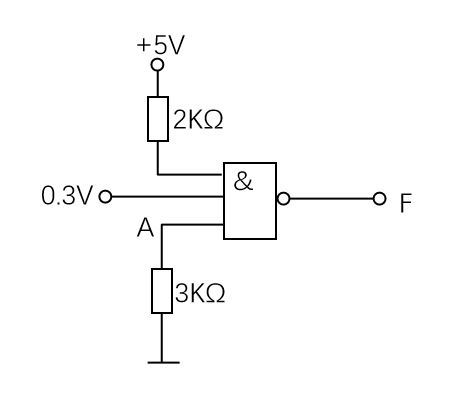 三输入端TTL与非门如图所示，图中A点的电位为 ，F点的电位为 。 